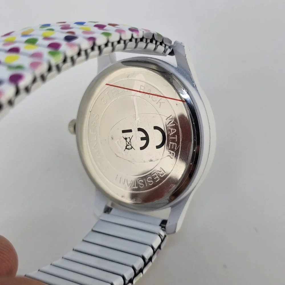 36MM Women's Watch White Dial Polka Multicolor Strech Band‎ 6.5